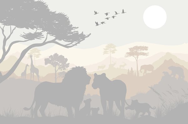 Fototapet Grup de animale într-un peisaj, Fototapet copii, Fototapet populare, u93761 - Tapeko.ro