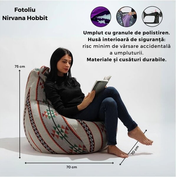 Fotoliu Nirvana Hobbit Pufrelax, Material Textil - Fandango