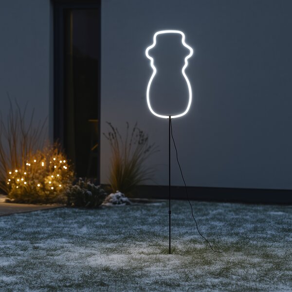 Spot de sol neon de Crăciun Om de zăpadă alb, inclusiv LED cu temporizator IP44 - Fura