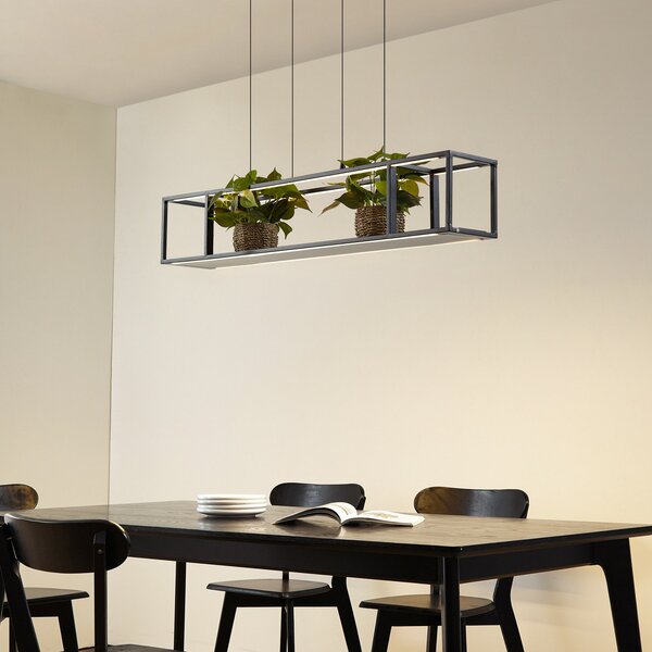 Lucande Lampă suspendată LED Estante, negru, dimabil, reglabil, Negru, Camera de zi / sufragerie, Metal, Modern