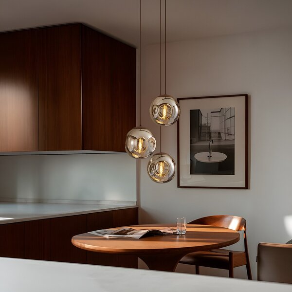 Lindby Lampă suspendată Valentina, E27, Ø 49 cm, gri fumuriu, sticlă, reglabil, Gri, Camera de zi / sufragerie, Sticlă, Design