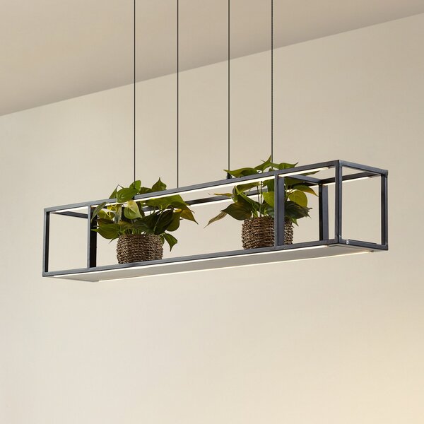 Lucande Lampă suspendată LED Estante, negru, dimabil, reglabil, Negru, Camera de zi / sufragerie, Metal, Modern