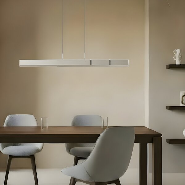 Lucande Lampă suspendată LED Torven, aluminiu, CCT, extensibilă, reglabil, Metalic, Camera de zi / sufragerie, Metal, Modern