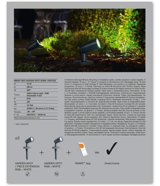Lampă LED RGBW de exterior SMART + SPOT LED/4,5W/230V IP65 Wi-Fi Ledvance