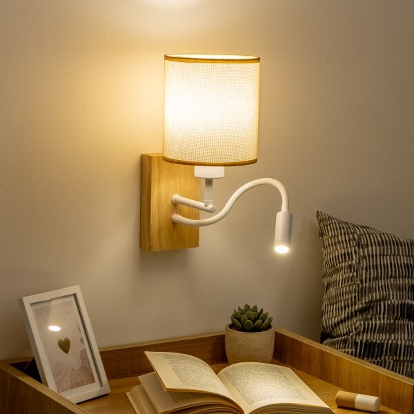 Lampă LED de perete Brilagi NUBILA WOOD 1xE27/25W/230V + LED/3W stejar/maro deschis