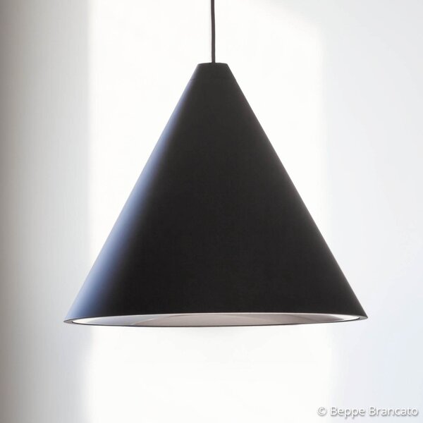 FLOS String light lampă suspendată, cablu 12m, con, reglabil, Negru, Camera de zi / sufragerie, Metal, Design