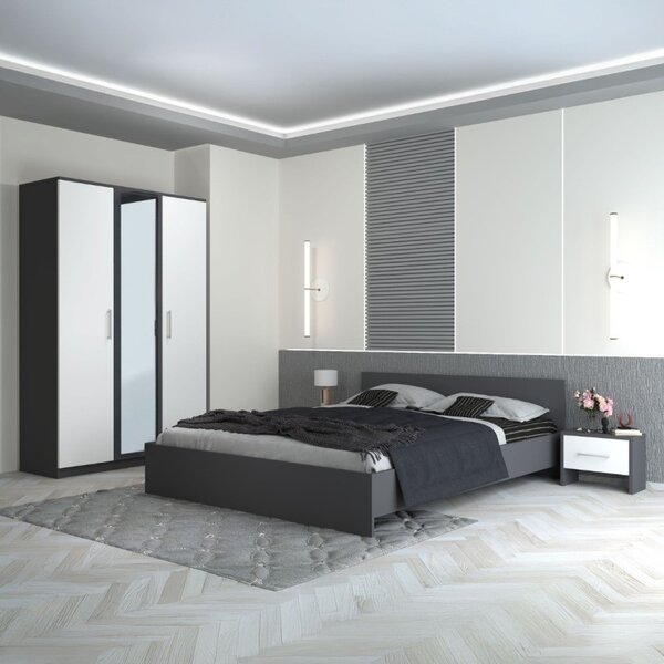 Dormitor Hera Gri Cu Oglinda 160x200