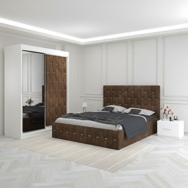 Dormitor Eric Maro Cu Dulap Tapitat 160x200