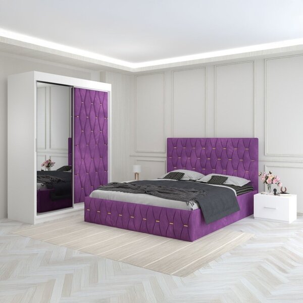 Dormitor Eric Mov Cu Dulap Tapitat 160x200