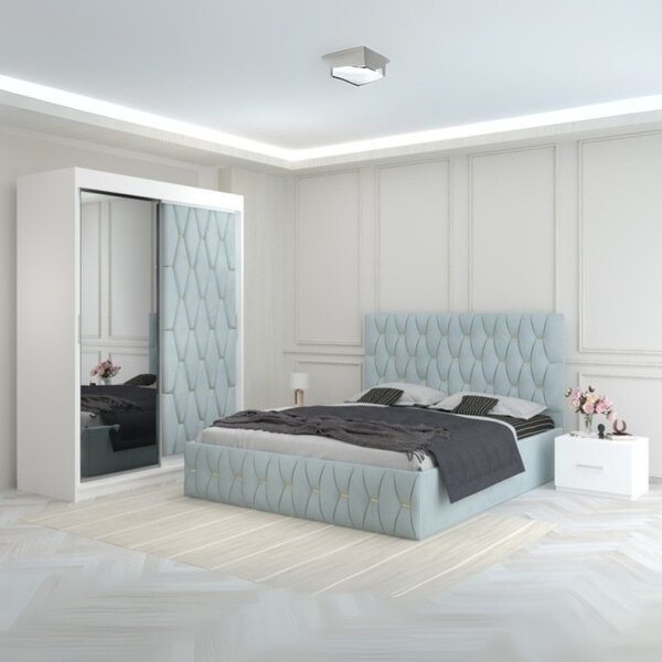 Dormitor Eric Lemon Cu Dulap Tapitat 160x200