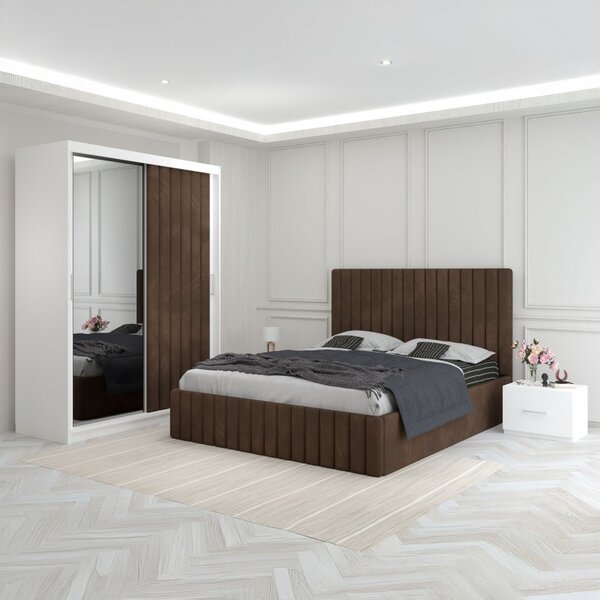 Dormitor Luca Maro Cu Dulap Tapitat 160x200