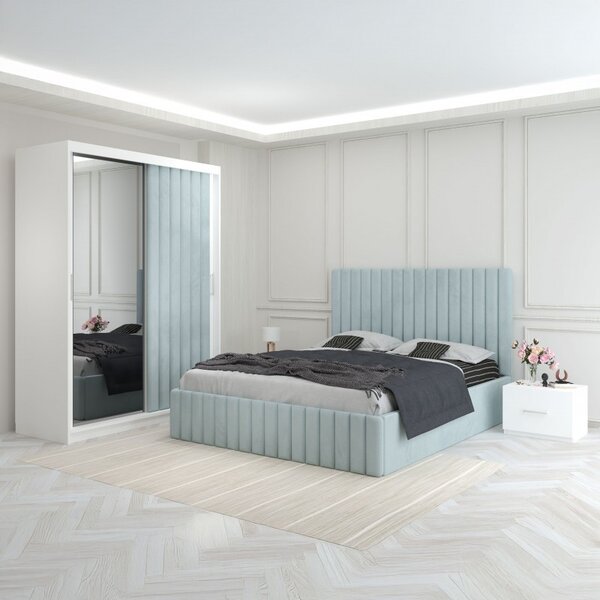 Dormitor Luca Lemon Cu Dulap Tapitat 160x200