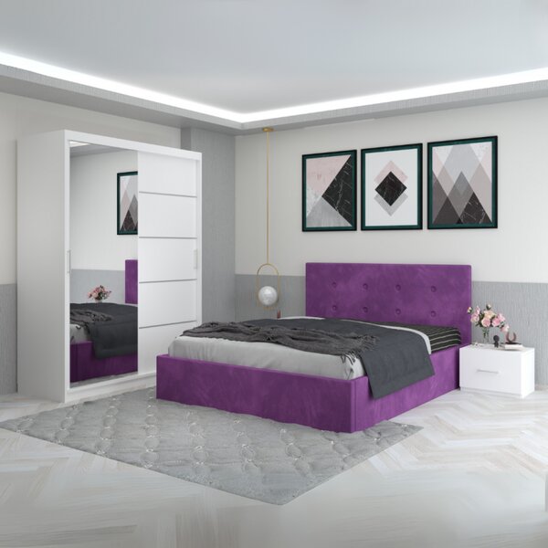 Dormitor Filip Mov Cu Pat Tapitat Catifea 160x200