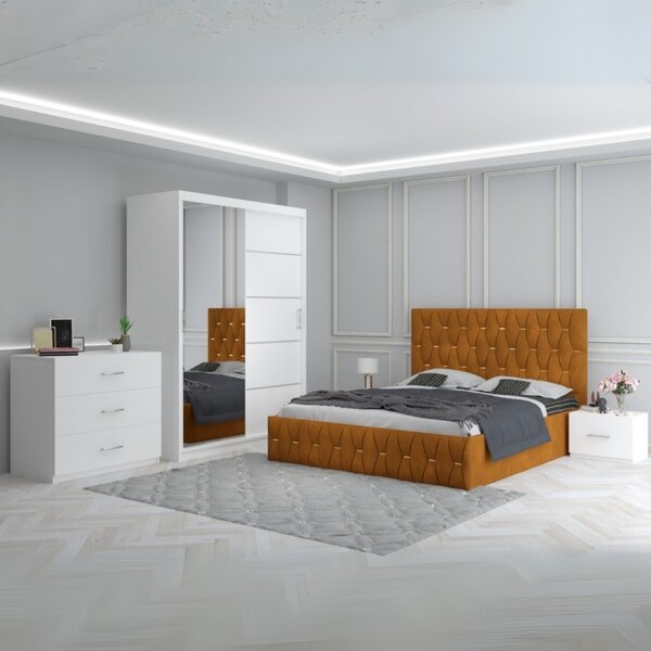 Dormitor Eric Caramiziu + Comoda 3 Sertare 160x200