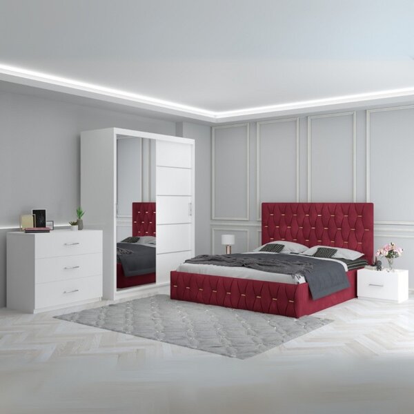 Dormitor Eric Rosu+ Comoda 3 Sertare 160x200