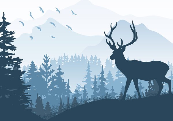 Fototapet Cerb într-o pădure, Fototapet pădure, Fototapet populare, u93972 - Tapeko.ro