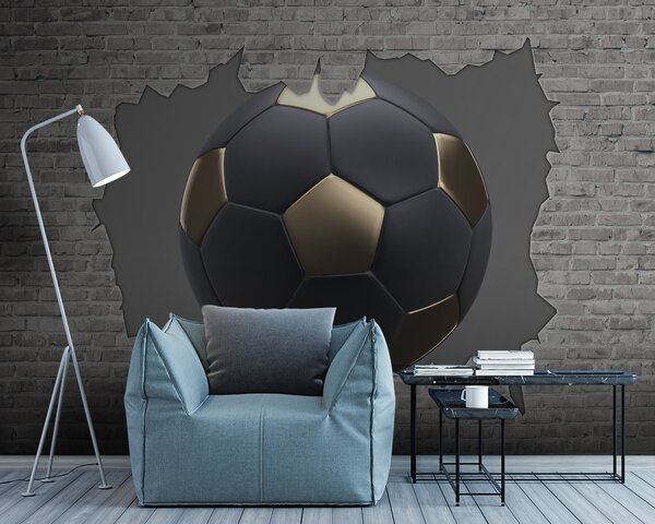 Tapet Minge de fotbal pe fundalul unui perete de cărămidă, Fototapet Pentru Copii, Fototapet pentru camera unui băiat, u94058 : Uwalls.ro