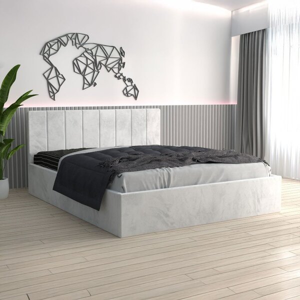 Pat Tapitat Sorin Alb + Saltea Lux Ortopedica 160x200