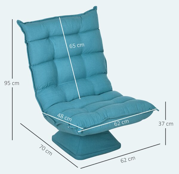 HOMCOM Fotoliu de Podea Relaxant Rotativ 360° cu Spătar Reglabil în 5 Poziții, 62x70x95 cm, Albastru | Aosom Romania