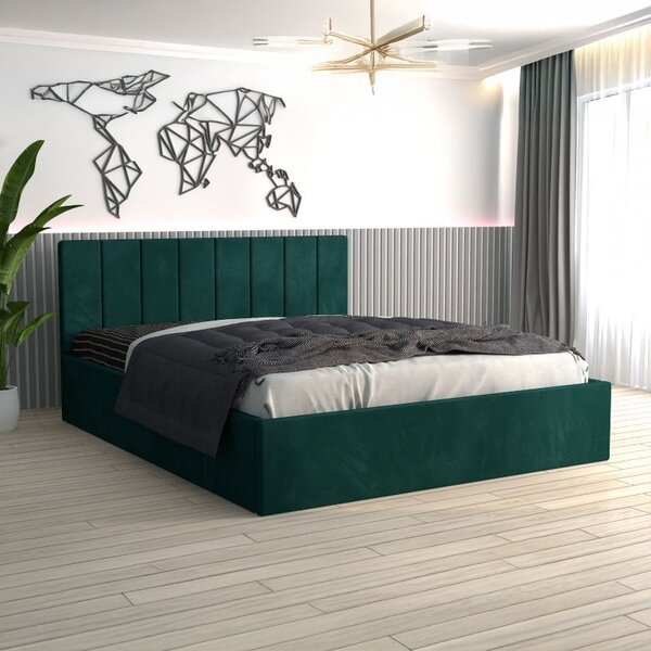 Pat Tapitat Sorin Verde + Saltea Lux Ortopedica 160x200