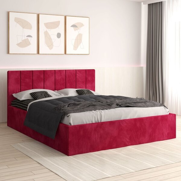 Pat Tapitat Sorin Rosu + Saltea Lux Ortopedica 160x200