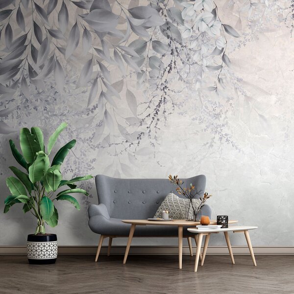 Fototapet Design floral alb și gri, Fototapet flori, Fototapet populare, u94228 - Tapeko.ro