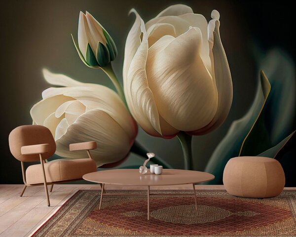 Fototapet Lalele delicate în nuanțe delicate, Fototapet flori 3D, Fototapet populare, u94253 - Tapeko.ro