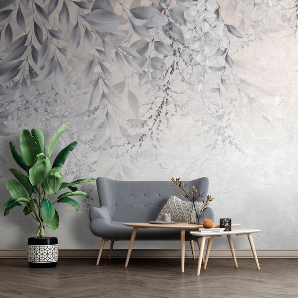 Fototapet Design floral alb și gri, Fototapet flori, Fototapet populare, u94228 - Tapeko.ro