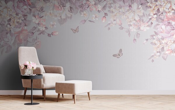 Fototapet Model floral cu fluturi, Fototapet flori, Fototapet populare, u94295 - Tapeko.ro