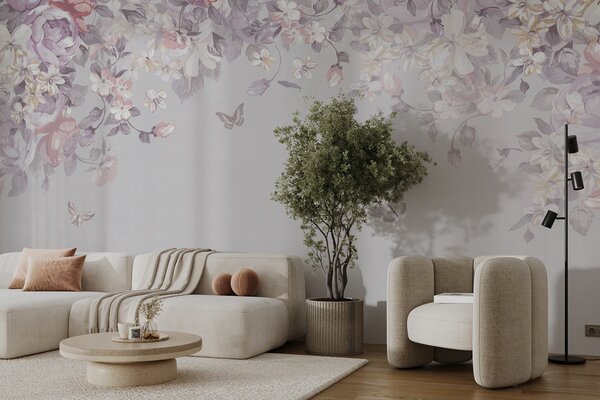 Fototapet Model floral cu fluturi, Fototapet flori, Fototapet populare, u94295 - Tapeko.ro