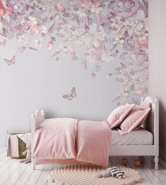 Fototapet Model floral cu fluturi, Fototapet flori, Fototapet populare, u94295 - Tapeko.ro