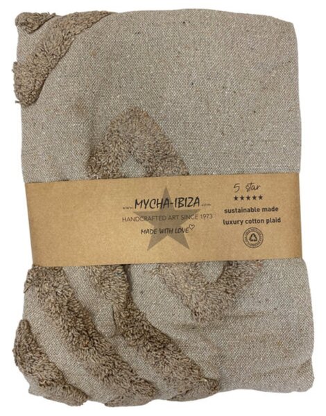 Pled din bumbac reciclat MYCHA IBIZA 130x170 cm, bej