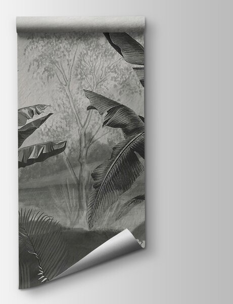Fototapet Imagine alb-negru a unei păduri tropicale, Fototapet jungle, Fototapet populare, u94329 - Tapeko.ro