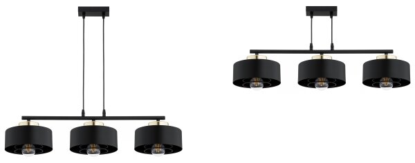 Brilagi - Lustră suspendată pe cablu SPRING 3xE27/60W/230V negru/auriu
