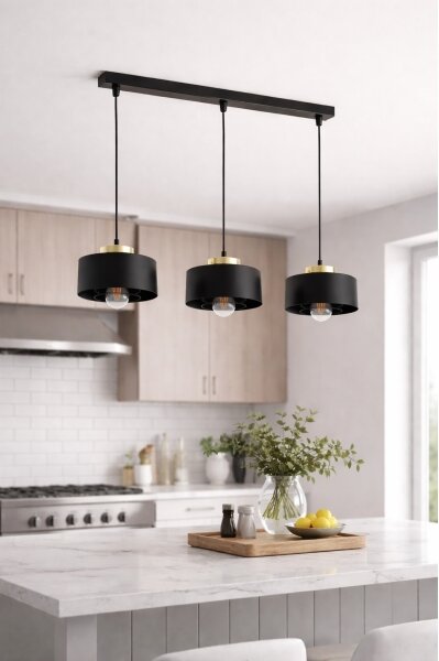 Brilagi - Lustră suspendată pe cablu SPRING 3xE27/60W/230V negru/auriu