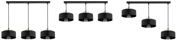 Brilagi - Lustră suspendată pe cablu SPRING 3xE27/60W/230V negru/auriu