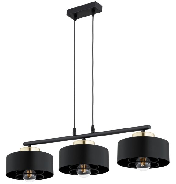 Brilagi - Lustră suspendată pe cablu SPRING 3xE27/60W/230V negru/auriu