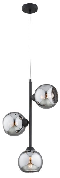 Brilagi - Lustră suspendată pe cablu DIOR 3xE27/60W/230V negru/gri fumuriu
