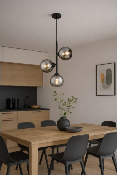 Brilagi - Lustră suspendată pe cablu DIOR 3xE27/60W/230V negru/gri fumuriu