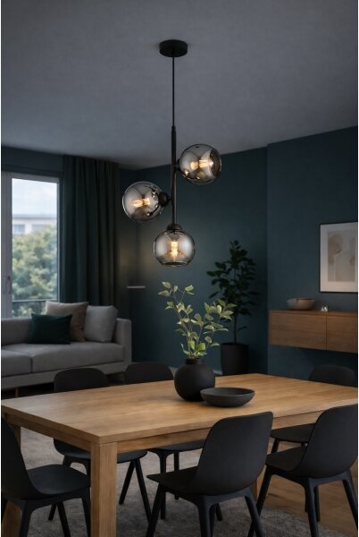 Brilagi - Lustră suspendată pe cablu DIOR 3xE27/60W/230V negru/gri fumuriu