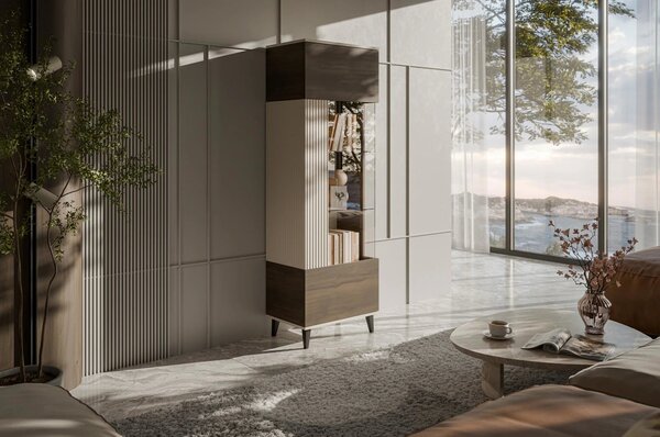 Vitrina RANDOM, nuc/casmir/negru, PAL furniruit/polipropilena, 60x40x1