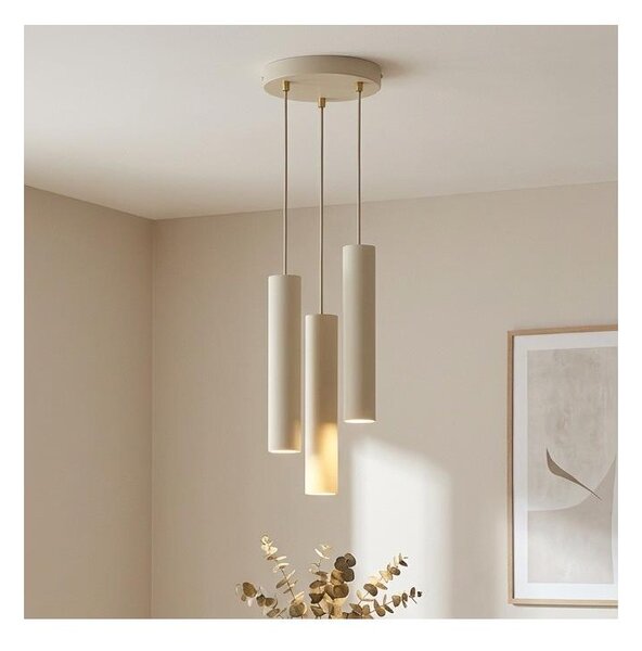 Brilagi - Lustră suspendată pe cablu TUBE 3xGU10/15W/230V bej/auriu