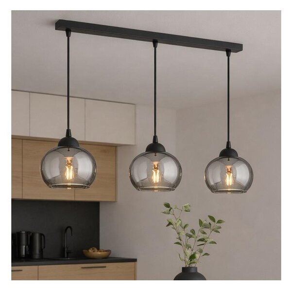 Brilagi - Lustră suspendată pe cablu DIOR 3xE27/60W/230V, negru/gri fumuriu