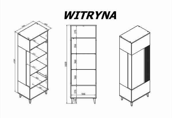 Vitrina RANDOM, nuc/casmir/negru, PAL furniruit/polipropilena, 60x40x1