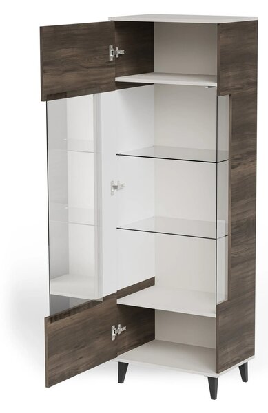 Vitrina RANDOM, nuc/casmir/negru, PAL furniruit/polipropilena, 60x40x1