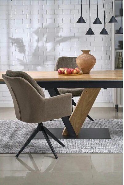 Masa extensibila FANIS, stejar/negru, 160/220x90x78 cm