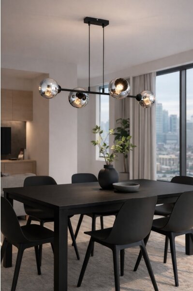Brilagi - Lustră suspendată pe cablu DIOR 4xE27/60W/230V negru/gri fumuriu
