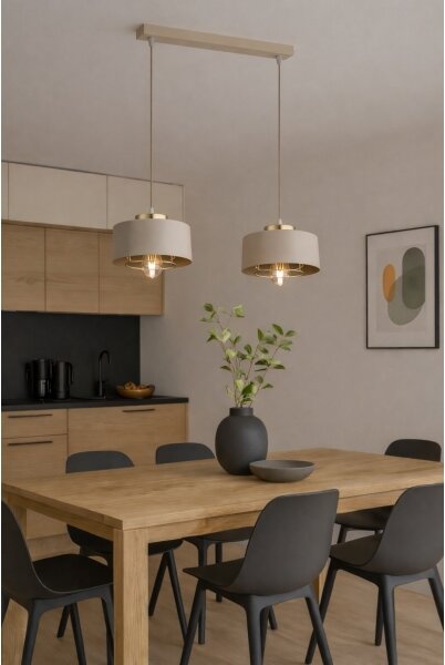 Brilagi - Lustră suspendată pe cablu SPRING 2xE27/60W/230V, bej/auriu