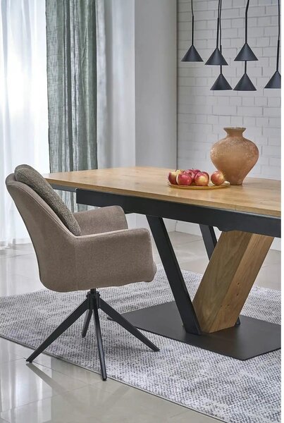 Masa extensibila FANIS, stejar/negru, 160/220x90x78 cm