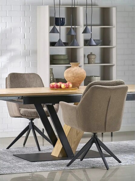Masa extensibila FANIS, stejar/negru, 160/220x90x78 cm
